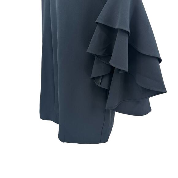 Milly Nicole Dress Mini Sheath 3/4 Length Bell Sleeves V-Neckline Blue Size 8 - Picture 6 of 12